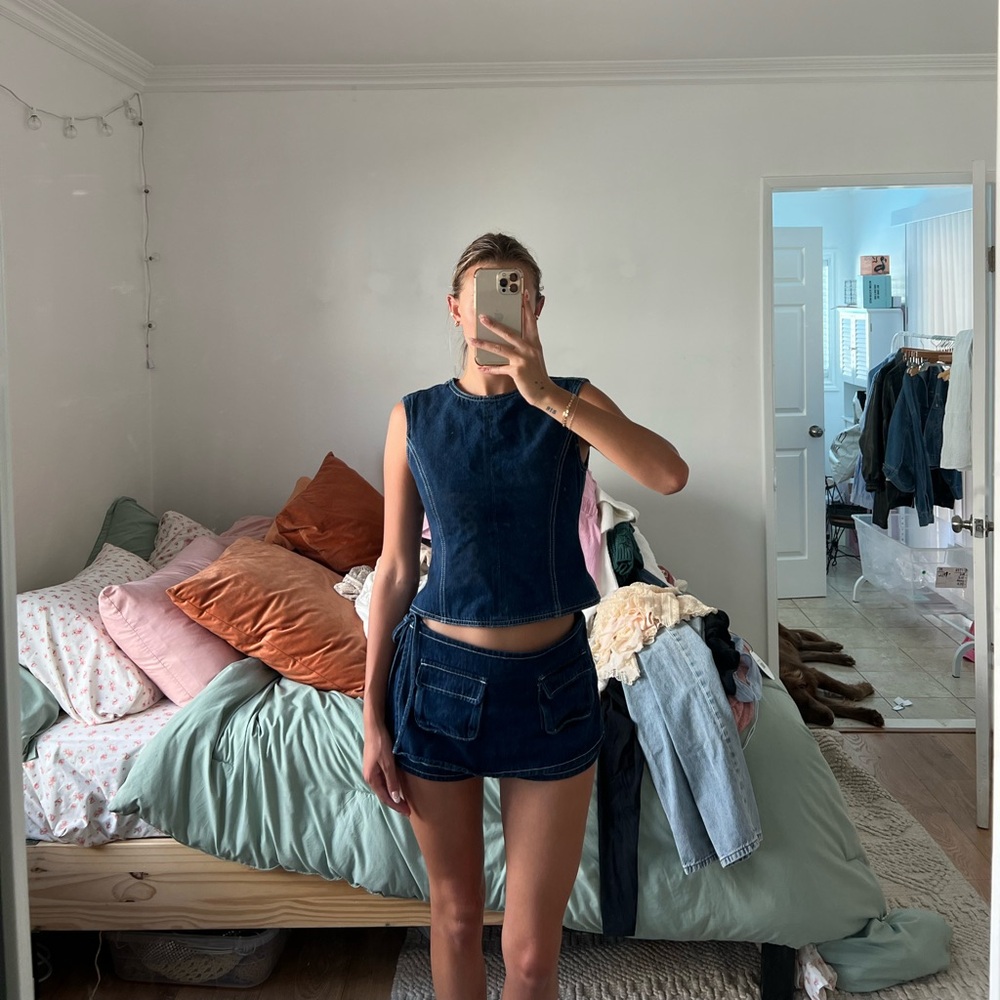 Lioness Dark Blue Denim Skirt